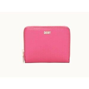 New DKNY Boxed Small Zip Around Wallet Leather Electric Pink